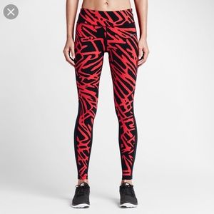 Nike Dri-Fit Red Black Capri Leggings